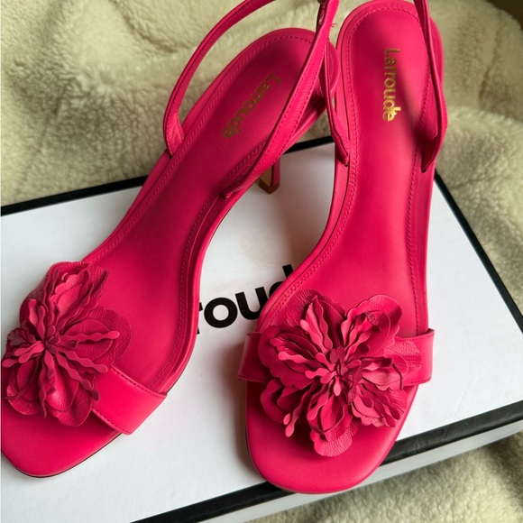 NIB Larroude Pink Hibiscus Slingback Heels - Picture 9 of 10